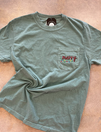 Merry Pocket Embroidered Tee