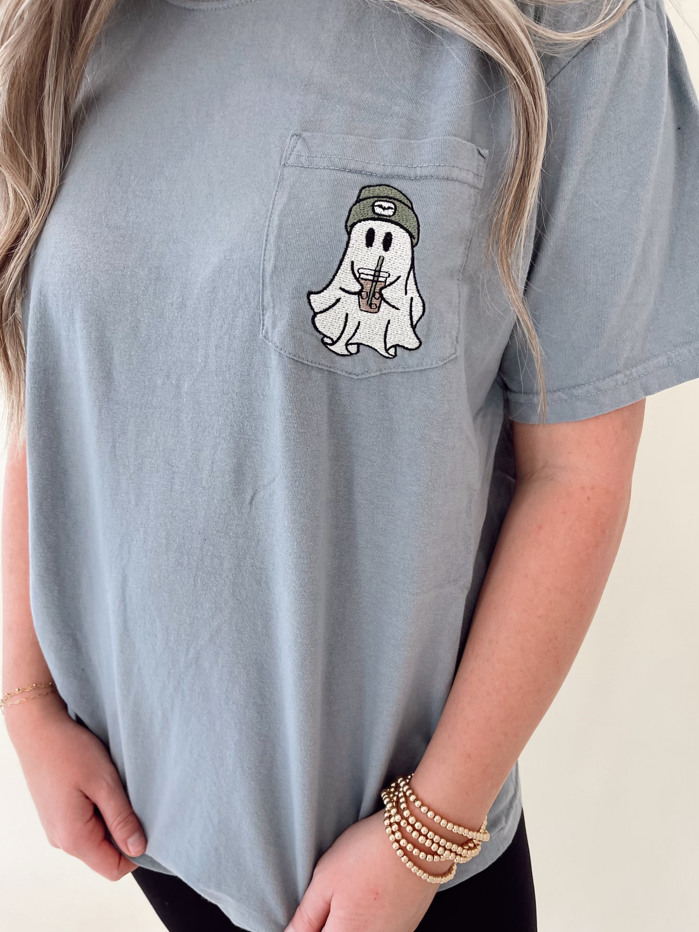 Iced Coffee Ghost Embroidered Tee