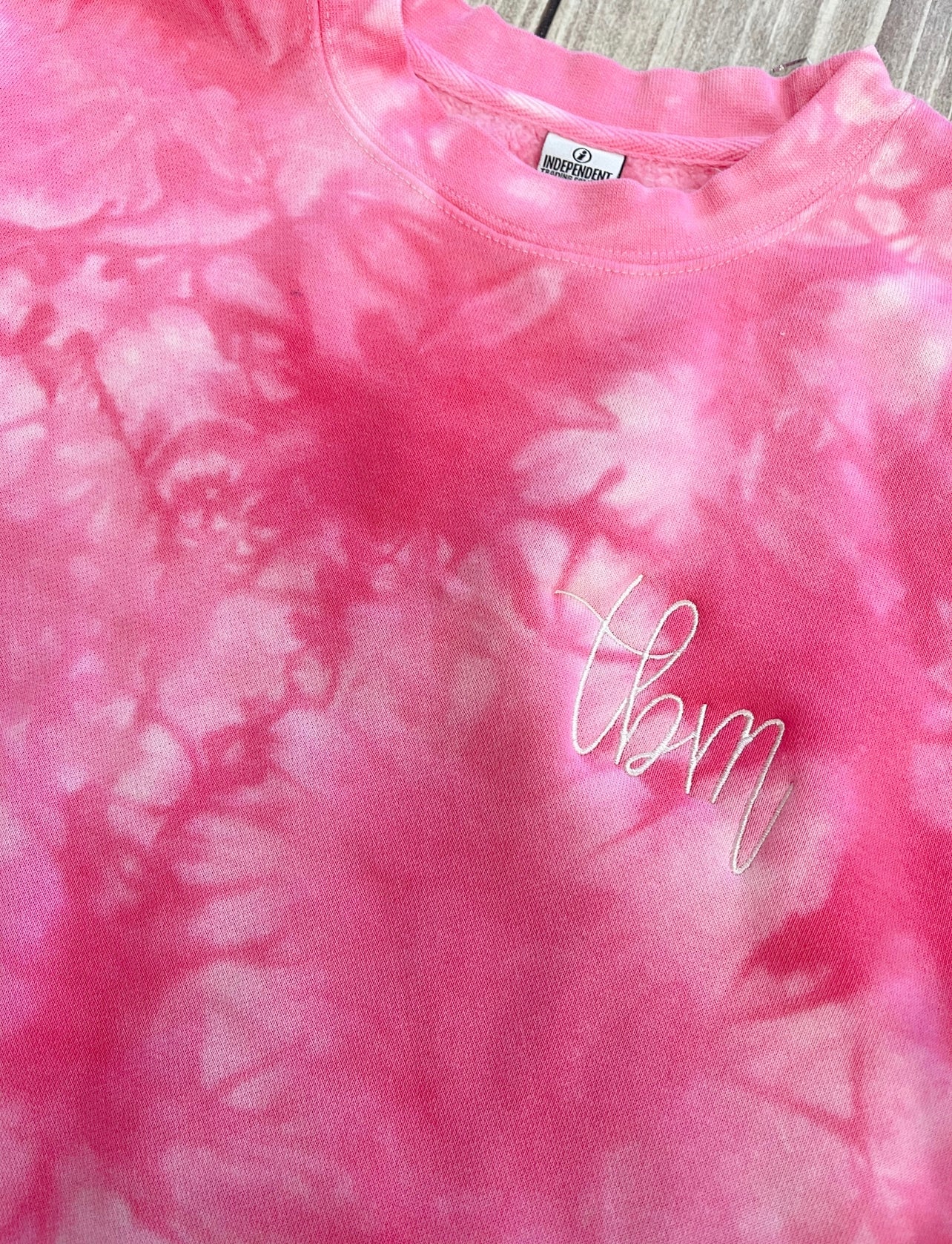 Pink Tie-Dye Embroidered Crewneck Sweatshirt
